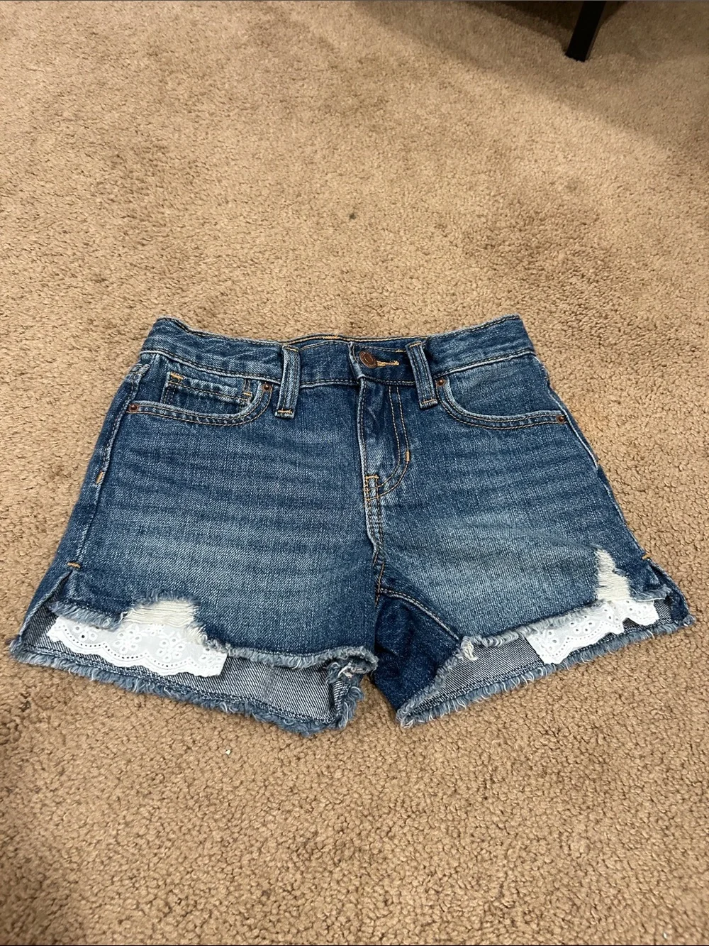 Old Navy Denim Shorts with White Lace Trim